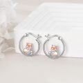 wholesale 925 Sterling Silver Fox Head Hoop Earrings w/ Gemstone - Gift Idea for Her-0-1