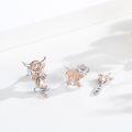 wholesale 925 Sterling Silver Pink Highland Cow Dog Skeleton Stud Earrings Hypoallergenic Animal  for Women-0-3