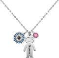 wholesale 925 Sterling Silver Personalized Boy Charm & Birthstone Evil Eye Pendant Necklaces for Women Custom Name s-0-0
