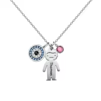 wholesale 925 Sterling Silver Personalized Boy Charm & Birthstone Evil Eye Pendant Necklaces for Women Custom Name s-O