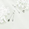wholesale 925 Sterling Silver Green Moss Agate Leaf Dangle Threader Earrings for Women-0-3