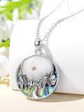 wholesale 925 Sterling Silver Abalone Shell Moon and Mountains Compass Pendant Necklace-0-1