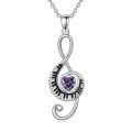 wholesale 925 Sterling Silver Music Note Heart Pendant Necklace-0-0