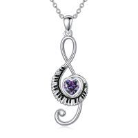 wholesale 925 Sterling Silver Music Note Heart Pendant Necklace-02-February