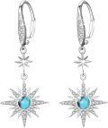 wholesale 925 Sterling Silver Gold-Plated Moonstone & Opal Starburst Leverback Drop Earrings-0-107
