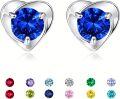 wholesale 925 Sterling Silver Heart Birthstone Stud Earrings Jewelry for Women-0-0