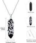 wholesale 925 Sterling Silver Black Onyx Tree of Life Wolf Pendant Necklace-0-2