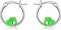 wholesale 925 Sterling Silver Green Frog Hoop Earrings for Girls and Women-0-0