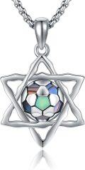 wholesale 925 Sterling Silver Star of David with Rainbow Football Pendant Necklace for Men & Women-0-0