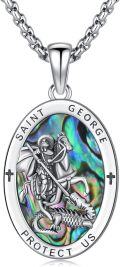 wholesale 925 Sterling Silver Saint George Protect Us Pendant with Abalone Shell and Crosses Necklace -0-0