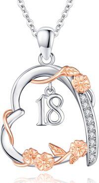 wholesale 925 Sterling Silver Cubic Zirconia Heart Rose Necklace - 18th Birthday Gift for Her-18th(2)