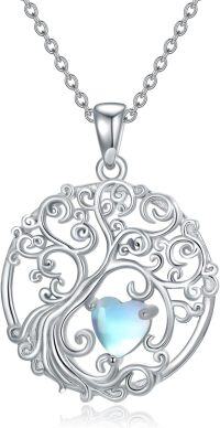 wholesale 925 Sterling Silver Birthstone Tree of Life Necklace for Women-06-Jun-Moonstone