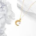 wholesale 14K Gold Crescent Moon with Pearl Charm Pendant Necklace for Women-0-2