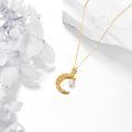 wholesale 14K Gold Crescent Moon with Pearl Charm Pendant Necklace for Women-0-2