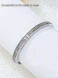 wholesale Sterling Silver Poiuy Inspirational Strength Mantra Cuff Bracelet Set-0-7