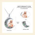 wholesale 925 Sterling Silver Abalone Shell Cat on the Moon Tree of Life Pendant Necklace-0-2