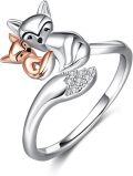 wholesale 925 Sterling Silver Fox Open Ring for Women Men Anxiety Jewelry-0-0