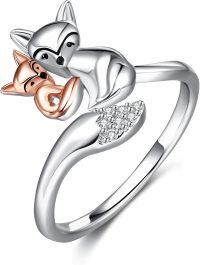 wholesale 925 Sterling Silver Fox Open Ring for Women Men Anxiety Jewelry-Fox
