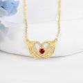 wholesale 14K Gold Skeleton Hands Heart Ruby Pendant Necklace for Women Mom Lover Gift-0-2