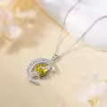 TOUPOP Sterling Silver Citrine Moon Star Pendant Necklace-0-4