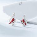 wholesale 925 Sterling Silver Red Enamel Cardinal Leverback Earrings for Women-0-1
