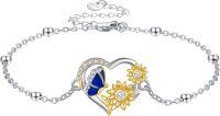 wholesale 925 Sterling Silver Butterfly & Sunflowers Heart Charm Bracelet Gift for Her-Sunflower
