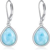 wholesale 925 Sterling Silver Larimar Teardrop Earrings for Women-larimar