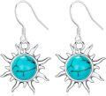 wholesale 925 Sterling Silver Turquoise Sun Drop Earrings for Women - Native American Style Nature Inspired Gemstone s-0-0