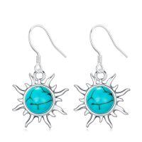 wholesale 925 Sterling Silver Turquoise Sun Drop Earrings for Women - Native American Style Nature Inspired Gemstone s-Style 2