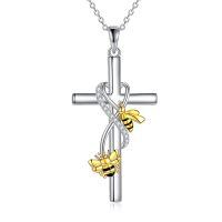 wholesale 925 Sterling Silver Bee and Infinity Cross Pendant Necklaces for Women Gift Ideas-Bee