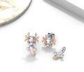 wholesale 925 Sterling Silver Axolotl Stud Earrings with Rose Gold Accents - Adorable Gift for Her-0-1