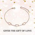 wholesale 14K Gold Fine Love Heart Charm Bracelet for Women 6-7-8 s-0-11