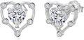 wholesale 925 Sterling Silver Heart-Shaped Moissanite Stud Earrings with White Cubic Zirconia Accents-0-0