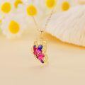wholesale 14K Gold Purple & Pink Enamel Butterfly Pendant Necklace for Women-0-2