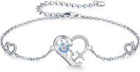 wholesale 925 Sterling Silver Multicolor Anchor Bracelet with Heart and Compass Jewelry for Women Adjustable Nautical Gift for Wife or Daughter-Silver