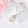 wholesale 925 Sterling Silver Pink Rose Flower Mother of Pearl Pendant Necklace-0-3