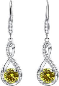 wholesale Sterling Silver Birthstone Infinity Dangle Earrings for Women Luxury Packaged-11-November