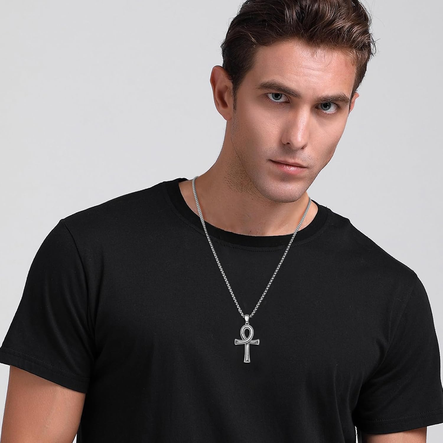 wholesale 925 Sterling Silver Ankh Cross Pendant Necklace for Men & Women - Egyptian Symbol of Life and Immortality s-0-2