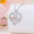 wholesale 925 Sterling Silver Heart-Shaped Hamster Pendant Necklaces for Women - Love You to the Moon and Back Gifts for Mom/Daughter/Birthday/Christmas/Mother's Day-0-1