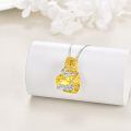 wholesale 925 Sterling Silver Heart Pendant With Golden Flower Pink Heart Detailing Chain Necklace Wholesale Jewelry-0-1
