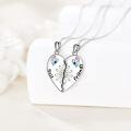 wholesale 925 Sterling Silver Best Friends Daisy Heart Matching Necklaces with Cubic Zirconia and Engraved Message for Women Girls (Set of 2)-0-3