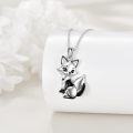 wholesale 925 Sterling Silver Black and White Fox Pendant Necklace for Girls Gifts Jewelry-0-3