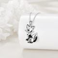 wholesale 925 Sterling Silver Black and White Fox Pendant Necklace for Girls Gifts Jewelry-0-3