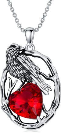 wholesale Sterling Silver Birthstone Raven Necklace for Women-January