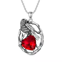 wholesale 925 Sterling Silver Birthstone Raven Necklace for Women-January