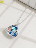 wholesale 925 Sterling Silver Blue Crystal Heart Pendant Necklace for Sisters Forever My Friend s-0-5