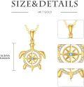 wholesale 14K Gold Diamond Accent Blue Stone Nautical Compass Pendant Necklace for Women-0-3