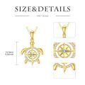 wholesale 14k Gold Sea Turtle Compass Pendant Necklace With Cubic Zirconia Blue Stone-0-3