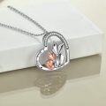 wholesale 925 Sterling Silver Heart-Shaped Origami Fox Pendant Necklace for Women Wife Mom-0-3