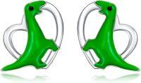 wholesale 925 Sterling Silver Green Dinosaur Heart Stud Earrings for Girls and Women's -Dinosaur